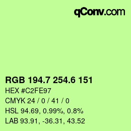 カラーコード: RGB 194.7 254.6 151 | qconv.com
