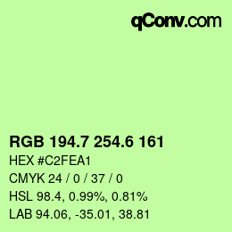 カラーコード: RGB 194.7 254.6 161 | qconv.com
