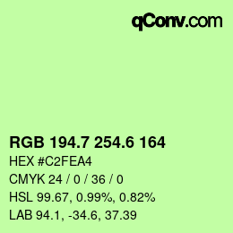カラーコード: RGB 194.7 254.6 164 | qconv.com