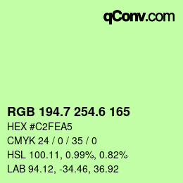カラーコード: RGB 194.7 254.6 165 | qconv.com