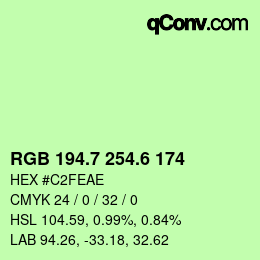カラーコード: RGB 194.7 254.6 174 | qconv.com