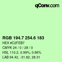 カラーコード: RGB 194.7 254.6 183 | qconv.com