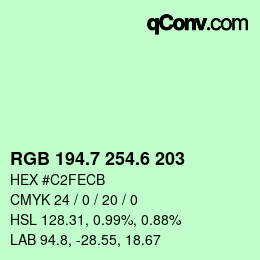 カラーコード: RGB 194.7 254.6 203 | qconv.com