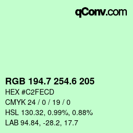 カラーコード: RGB 194.7 254.6 205 | qconv.com