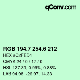 カラーコード: RGB 194.7 254.6 212 | qconv.com