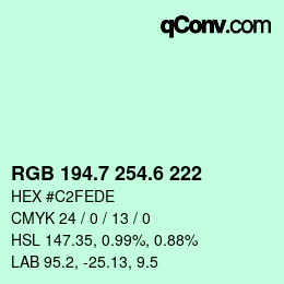 カラーコード: RGB 194.7 254.6 222 | qconv.com