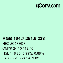 カラーコード: RGB 194.7 254.6 223 | qconv.com