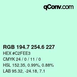 カラーコード: RGB 194.7 254.6 227 | qconv.com