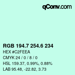 カラーコード: RGB 194.7 254.6 234 | qconv.com