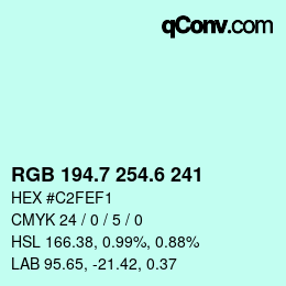 カラーコード: RGB 194.7 254.6 241 | qconv.com