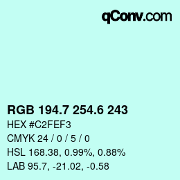 カラーコード: RGB 194.7 254.6 243 | qconv.com