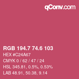 カラーコード: RGB 194.7 74.6 103 | qconv.com