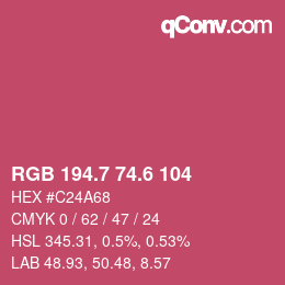 カラーコード: RGB 194.7 74.6 104 | qconv.com
