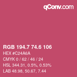 カラーコード: RGB 194.7 74.6 106 | qconv.com