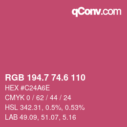 カラーコード: RGB 194.7 74.6 110 | qconv.com