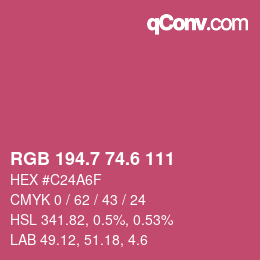 カラーコード: RGB 194.7 74.6 111 | qconv.com