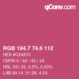 カラーコード: RGB 194.7 74.6 112 | qconv.com