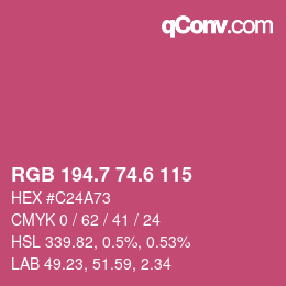 カラーコード: RGB 194.7 74.6 115 | qconv.com