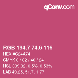 カラーコード: RGB 194.7 74.6 116 | qconv.com