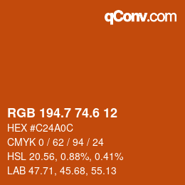 カラーコード: RGB 194.7 74.6 12 | qconv.com
