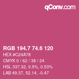 カラーコード: RGB 194.7 74.6 120 | qconv.com