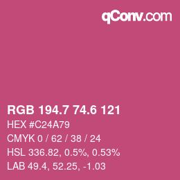 カラーコード: RGB 194.7 74.6 121 | qconv.com