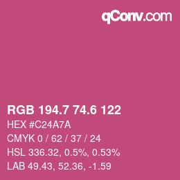 カラーコード: RGB 194.7 74.6 122 | qconv.com