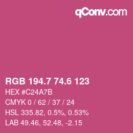 カラーコード: RGB 194.7 74.6 123 | qconv.com