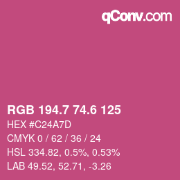 カラーコード: RGB 194.7 74.6 125 | qconv.com