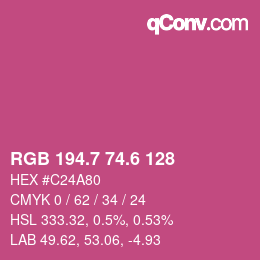 カラーコード: RGB 194.7 74.6 128 | qconv.com