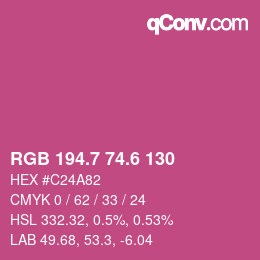 カラーコード: RGB 194.7 74.6 130 | qconv.com