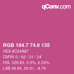 カラーコード: RGB 194.7 74.6 135 | qconv.com