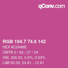 カラーコード: RGB 194.7 74.6 142 | qconv.com