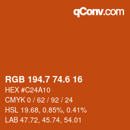 カラーコード: RGB 194.7 74.6 16 | qconv.com