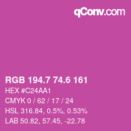 カラーコード: RGB 194.7 74.6 161 | qconv.com