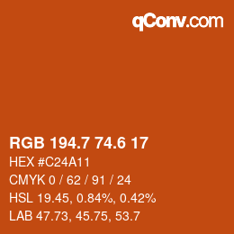 カラーコード: RGB 194.7 74.6 17 | qconv.com