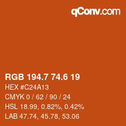 カラーコード: RGB 194.7 74.6 19 | qconv.com