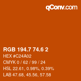 カラーコード: RGB 194.7 74.6 2 | qconv.com