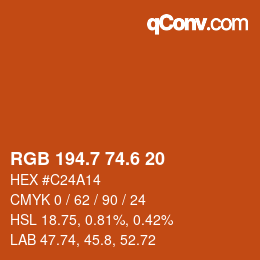 カラーコード: RGB 194.7 74.6 20 | qconv.com