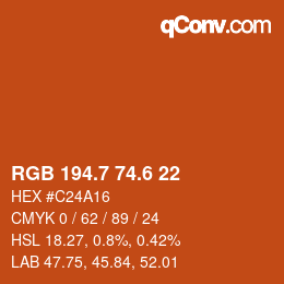 カラーコード: RGB 194.7 74.6 22 | qconv.com
