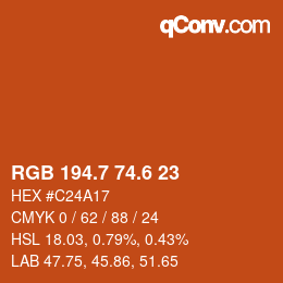 カラーコード: RGB 194.7 74.6 23 | qconv.com