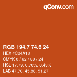 カラーコード: RGB 194.7 74.6 24 | qconv.com