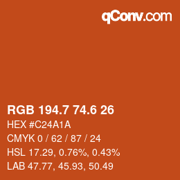 カラーコード: RGB 194.7 74.6 26 | qconv.com