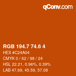 カラーコード: RGB 194.7 74.6 4 | qconv.com
