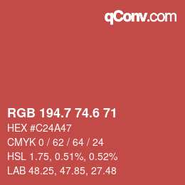 カラーコード: RGB 194.7 74.6 71 | qconv.com