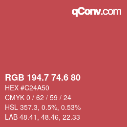 カラーコード: RGB 194.7 74.6 80 | qconv.com