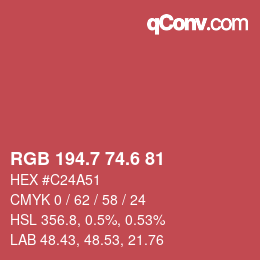 カラーコード: RGB 194.7 74.6 81 | qconv.com