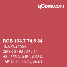 カラーコード: RGB 194.7 74.6 84 | qconv.com