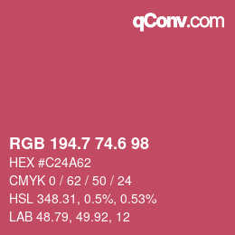カラーコード: RGB 194.7 74.6 98 | qconv.com