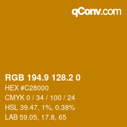 Color code: RGB 194.9 128.2 0 | qconv.com